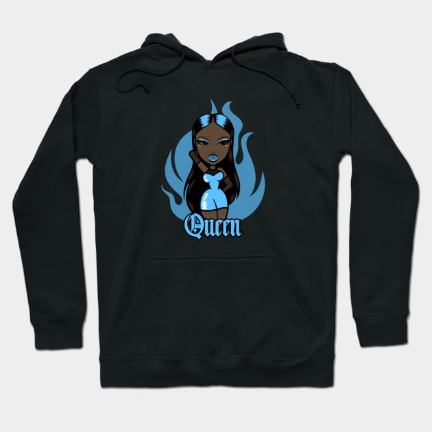 Queen Doll girl Light Blue v3.5 Hoodie by Just In Tee Shirts